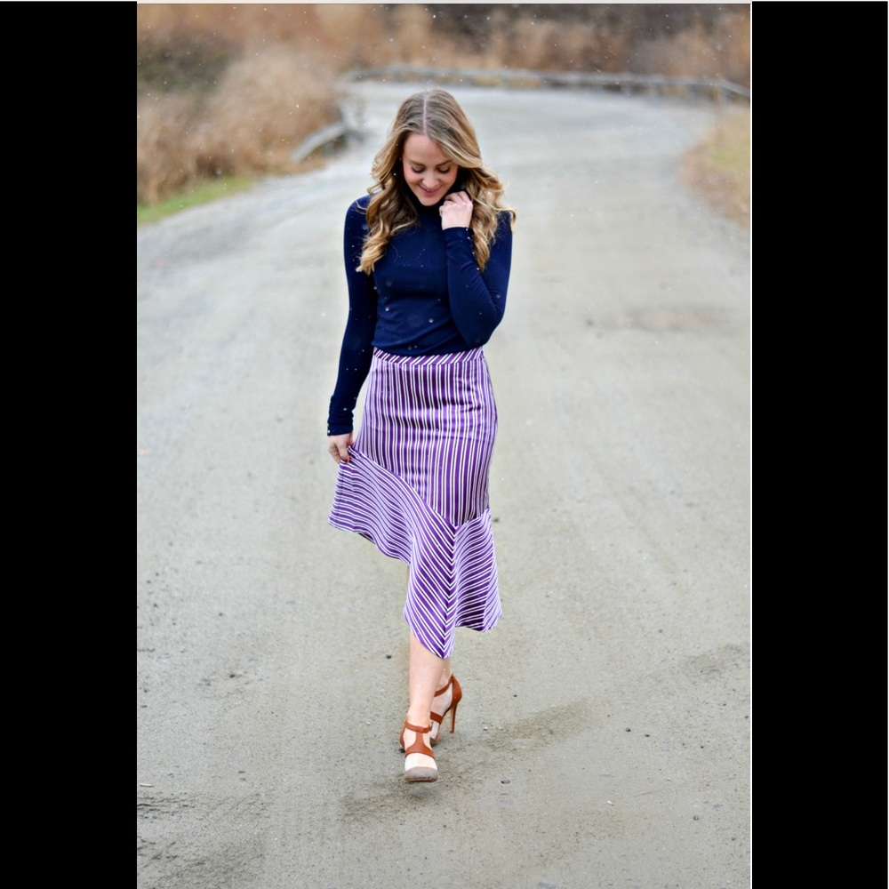 Banana Republic Stripe Asymmetrical Hem Skirt